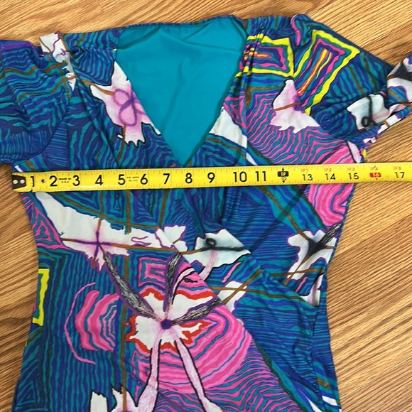 Amir Slama Draped Long Sleeves Bodysuit In Pink ,green and blue size XL - Picture 5 of 16